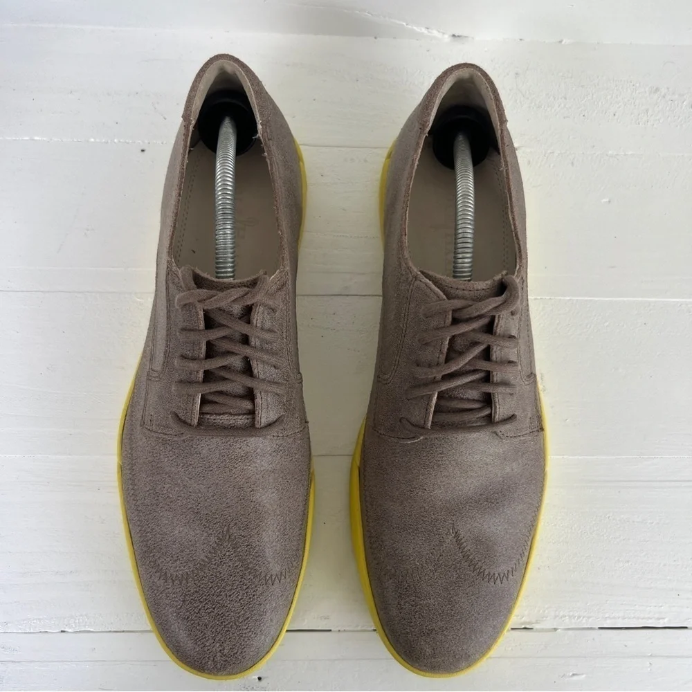 Cole Haan Brown Yellow Dress Shoes Men's 11 M Christy Wingtip Oxfords Lunar Neon